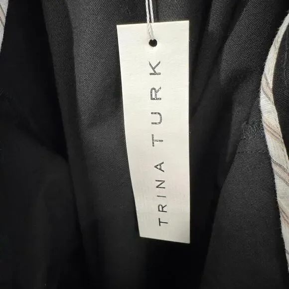 Trina Turk Women’s Size 8 Medium Black Cotton Blend Button Front A Line Skirt - Picture 4 of 10